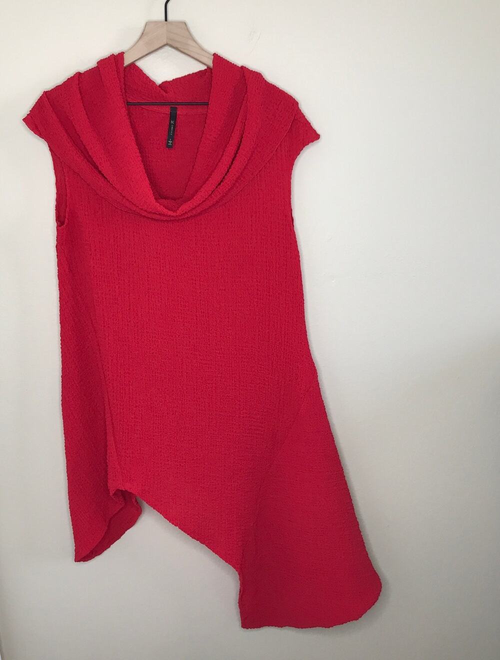 IC Connie K Asymmetrical Tunic Long Top Cowl Artsy Boxy Lagenlook Cruise Large